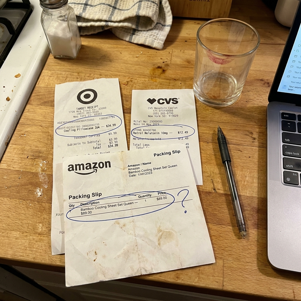VIDEO / IMAGE: Stack of receipts or price comparison