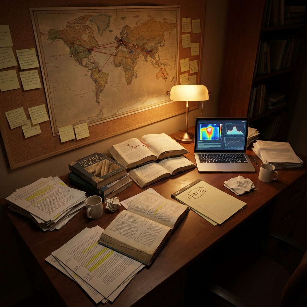 IMAGE: Research papers, lab setting, thermal imaging equipment