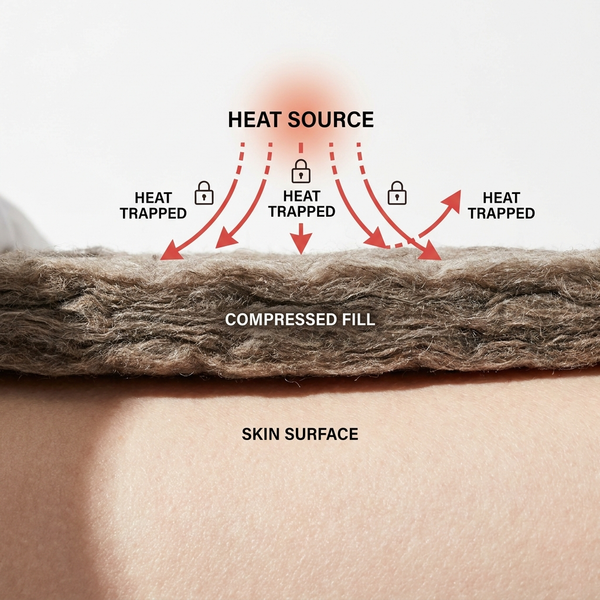 CROSS-SECTION: Channeled comforter venting heat