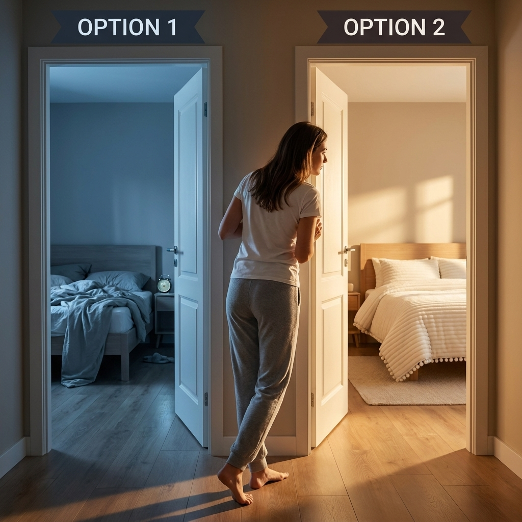IMAGE: Fork in the road or contrasting bedroom scenes